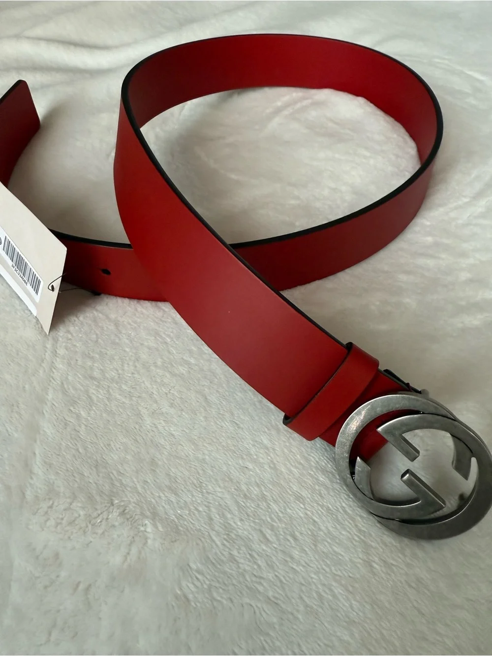 Gucci Double G Red Leather Belt 95